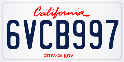 CA license plate 6VCB997