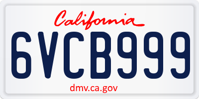 CA license plate 6VCB999