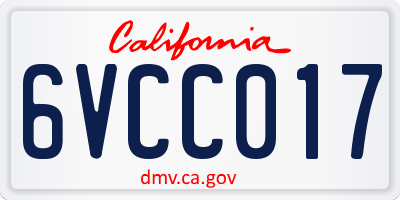 CA license plate 6VCC017