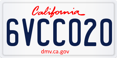 CA license plate 6VCC020