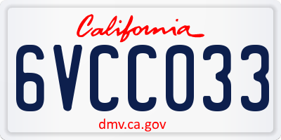 CA license plate 6VCC033