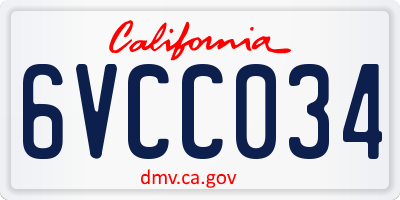 CA license plate 6VCC034
