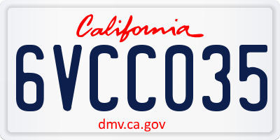 CA license plate 6VCC035