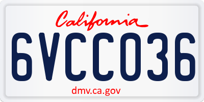 CA license plate 6VCC036