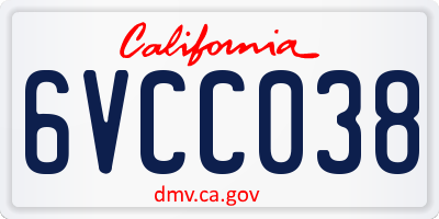 CA license plate 6VCC038