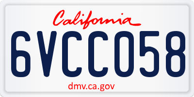 CA license plate 6VCC058