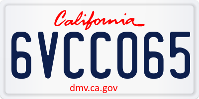 CA license plate 6VCC065