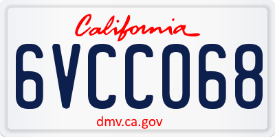 CA license plate 6VCC068