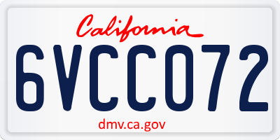 CA license plate 6VCC072