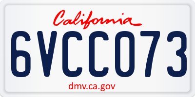 CA license plate 6VCC073