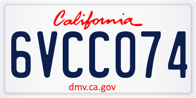 CA license plate 6VCC074