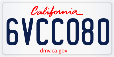CA license plate 6VCC080