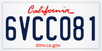 CA license plate 6VCC081