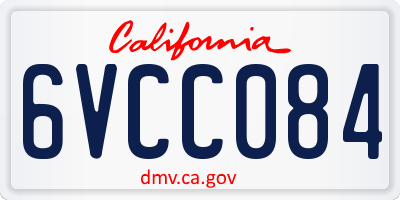 CA license plate 6VCC084