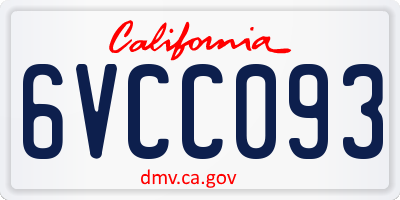 CA license plate 6VCC093