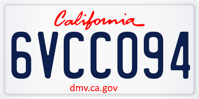 CA license plate 6VCC094