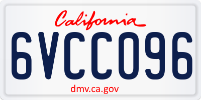 CA license plate 6VCC096