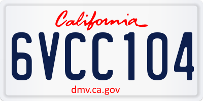 CA license plate 6VCC104