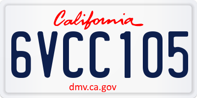 CA license plate 6VCC105