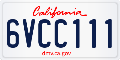 CA license plate 6VCC111