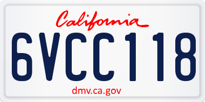 CA license plate 6VCC118
