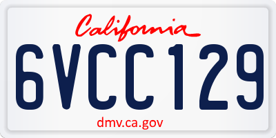 CA license plate 6VCC129