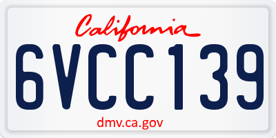 CA license plate 6VCC139