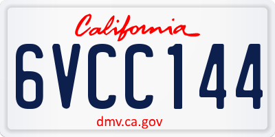 CA license plate 6VCC144