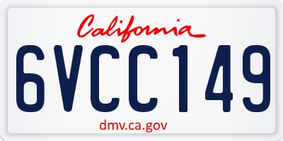 CA license plate 6VCC149
