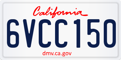 CA license plate 6VCC150
