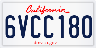 CA license plate 6VCC180