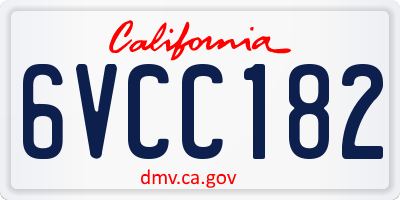 CA license plate 6VCC182