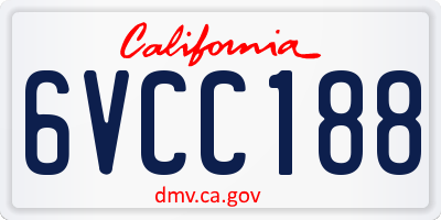 CA license plate 6VCC188