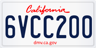 CA license plate 6VCC200