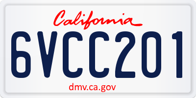 CA license plate 6VCC201