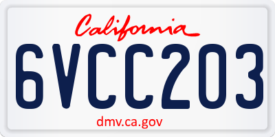 CA license plate 6VCC203