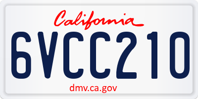 CA license plate 6VCC210