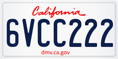 CA license plate 6VCC222