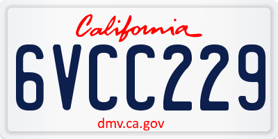 CA license plate 6VCC229