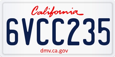 CA license plate 6VCC235