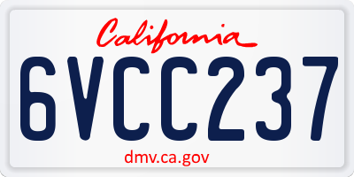 CA license plate 6VCC237