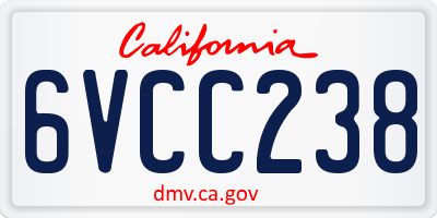CA license plate 6VCC238