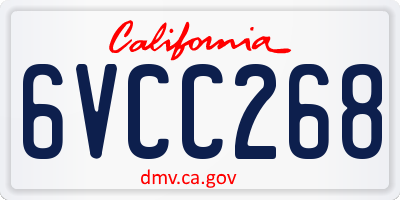 CA license plate 6VCC268