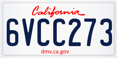CA license plate 6VCC273