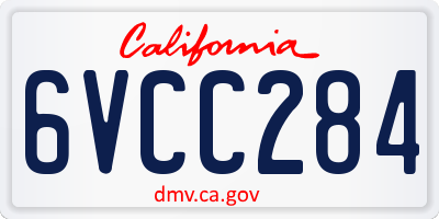 CA license plate 6VCC284
