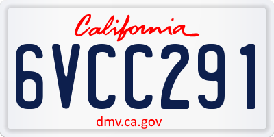 CA license plate 6VCC291