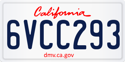 CA license plate 6VCC293
