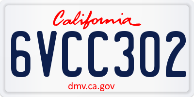 CA license plate 6VCC302