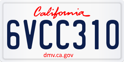 CA license plate 6VCC310