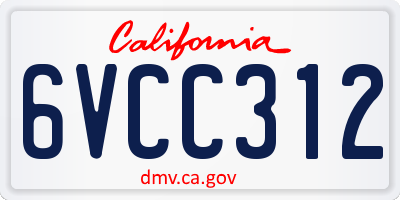 CA license plate 6VCC312